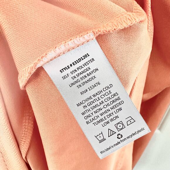 Evereve Zoe Strong Shoulder Ruched Midi Minimalist Slip Dress Orange Sorbet S - Picture 11 of 12